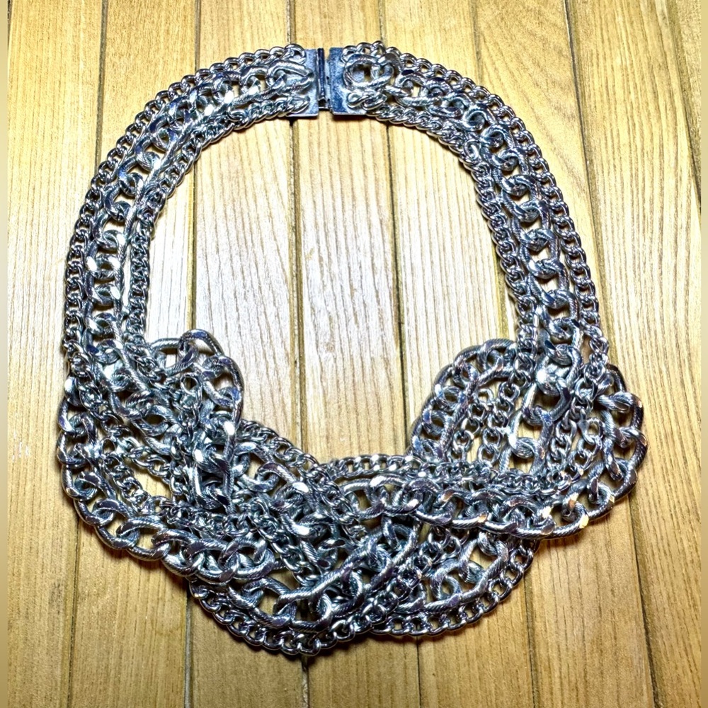 Silver Chain Statement Necklace